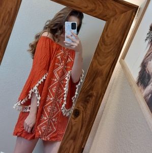 Kori America off the shoulder burnt orange dress